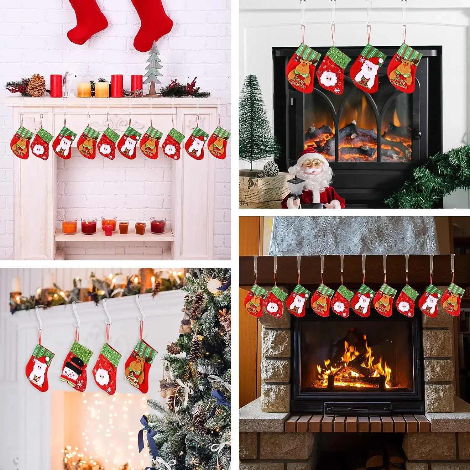 10pcs Christmas Stocking Holders  Acrylic Stocking Hangers for Party Xmas Decor Fireplace Stockings Holders Clear Stocking Holde