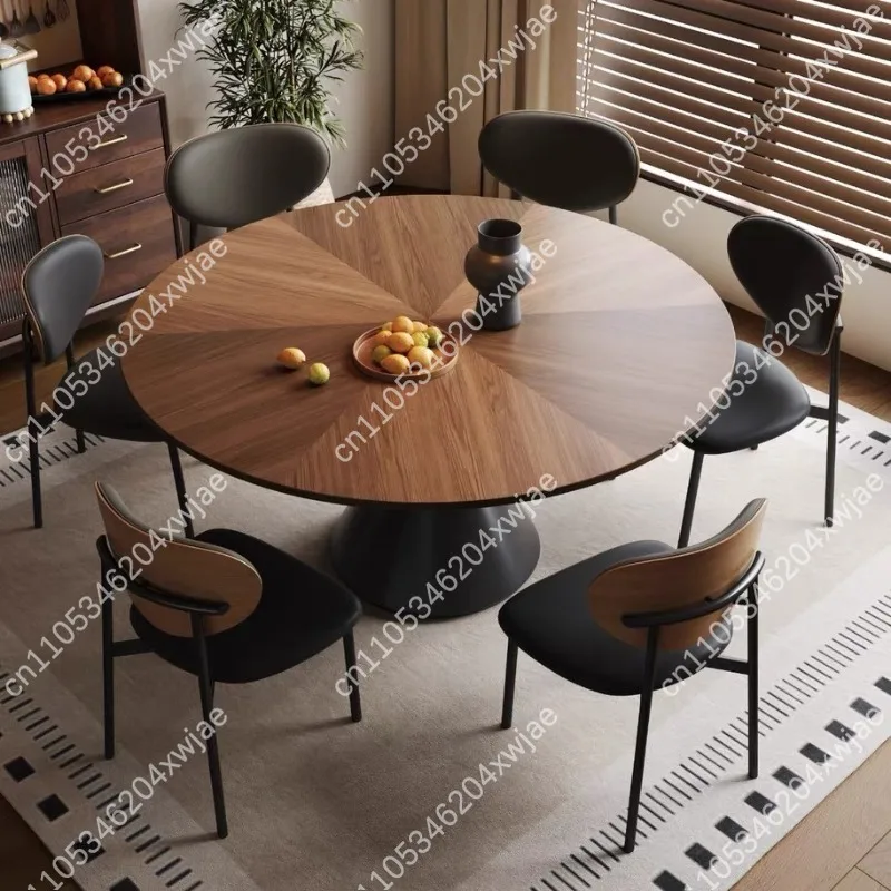 Vintage Style Solid Wood Round Dining Table Set for Small Home French Retro Minimalist Chairs