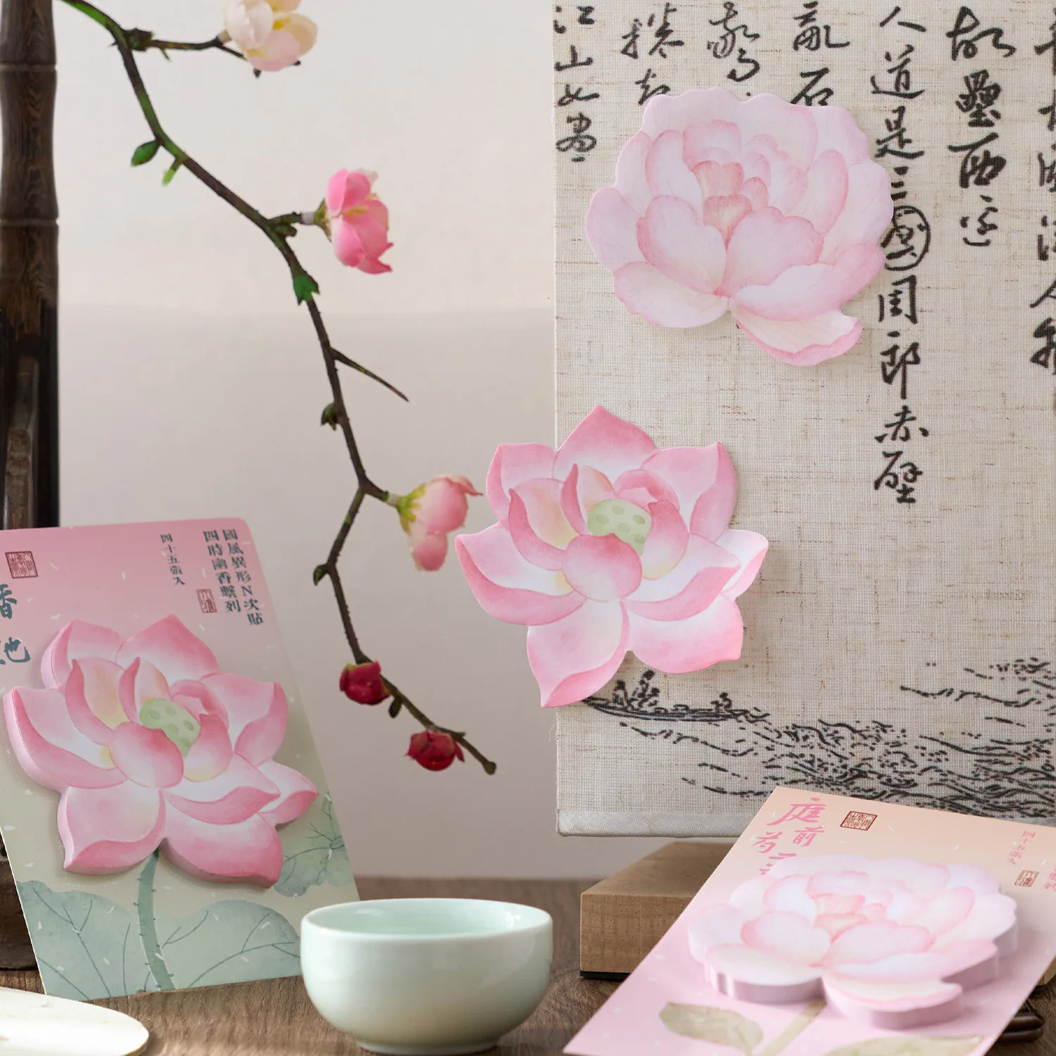1Pcs/45sheet Early Foam Back Card Series National Style Flower Sticky Notes Stationery N Times Sticker Kawaii Stationery