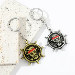 애니메이션 액세서리 원피스 키 체인 밀짚 모자 해적 나침반 키 홀더 패션 쥬얼리 자동차 키어링 여성 선물 10 최고의 판매 해적 키 체인 -11