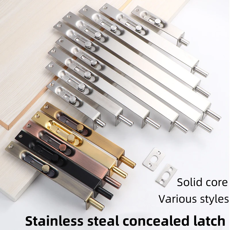 1Pcs 4 Inch Stainless Steel Hidden Door Bolt Security Guard Door Latch Sliding Lock Bathroom Bolt Dust Proof Tube Hardware