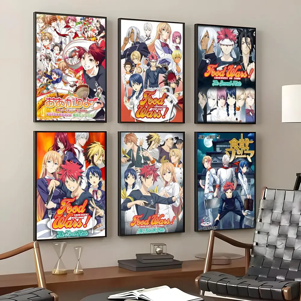 Anime Food Wars! Poster Self-Adhesive Waterproof Wall Stickers Coffee Bar Home Wall Decor