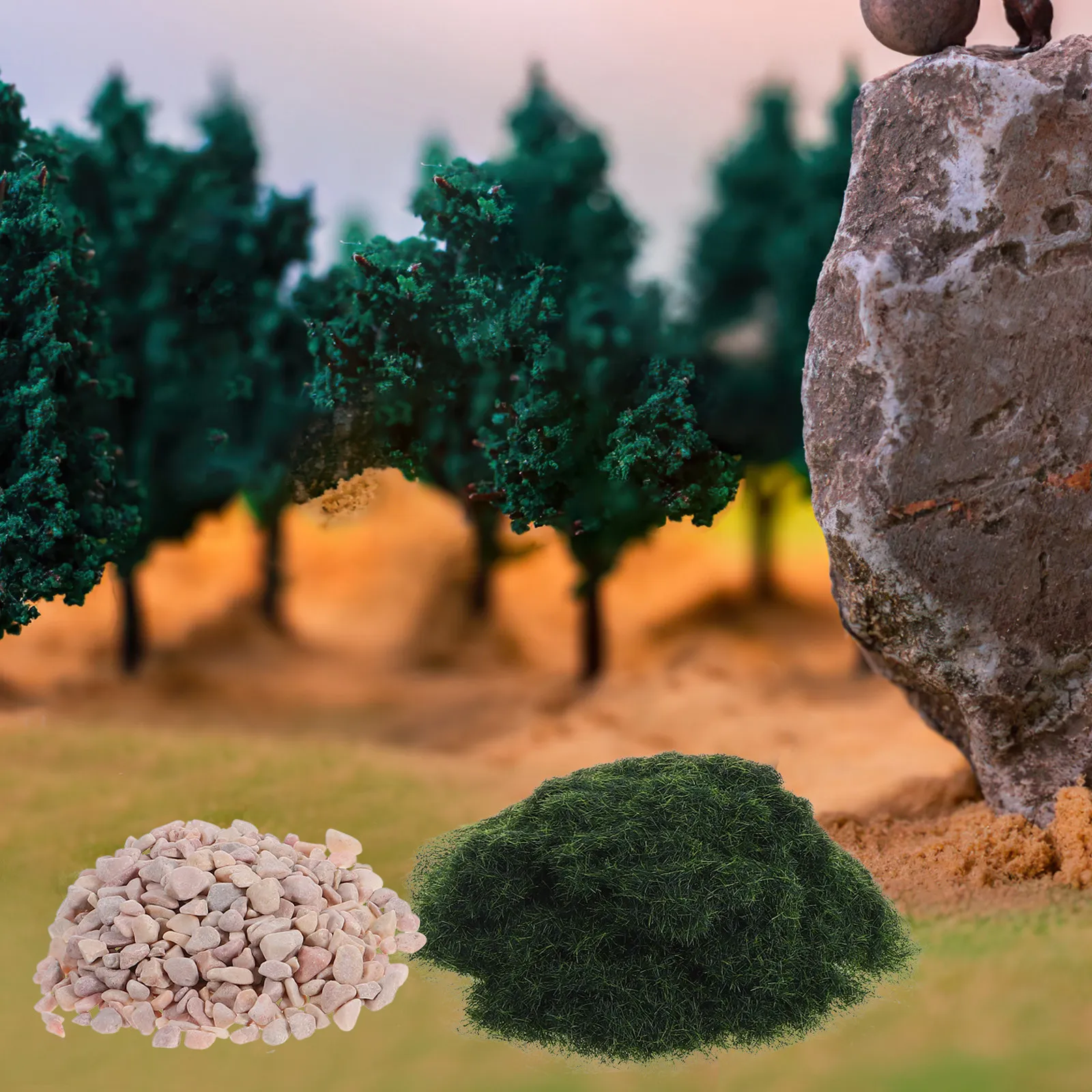 1Set Realistic Artificial Turf Grass Powder Stone for DIY Railway Train Landscape Diorama Scenery Green Grassland Craft Supplies