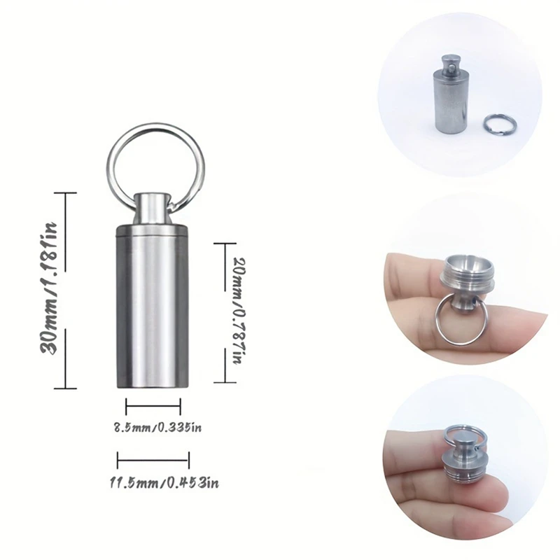 Keychain Pill Holder Container,Portable Waterproof Single Chamber Pill Box,Small Pill Case for Outdoor Travel Camping Retail