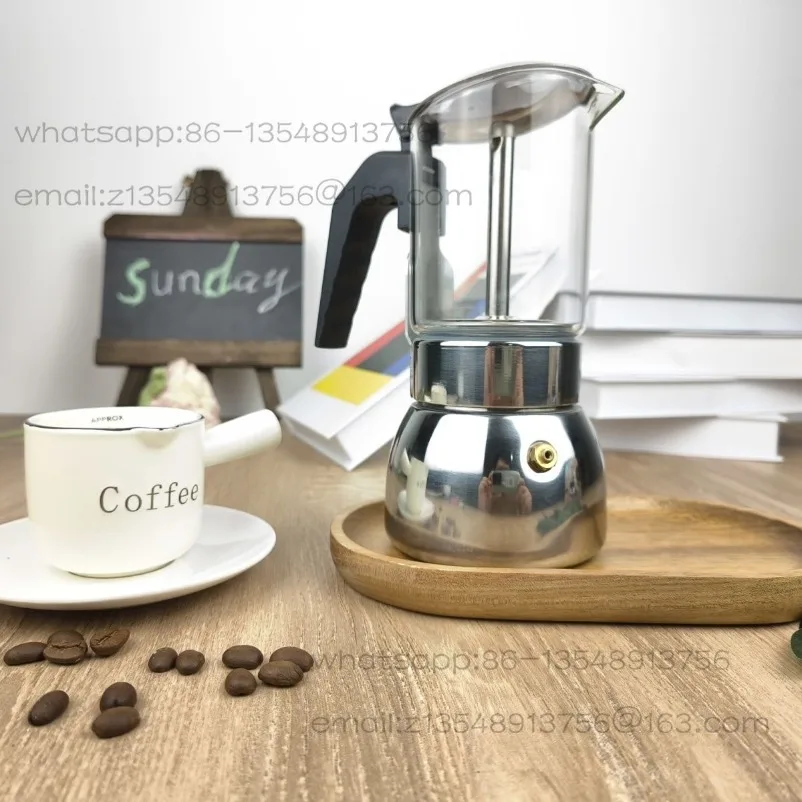 Glass mocha pot, high pressure coffee pot, portable, pressurized retro European-style espresso appliance, outdoor camping home