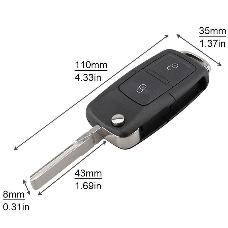 434MHz 2Buttons Keyless Car Remote Key Fob with ID48 Chip 1J0 959 753 AG Fit for VW Beetle Bora Golf Passat Polo Transporter T5
