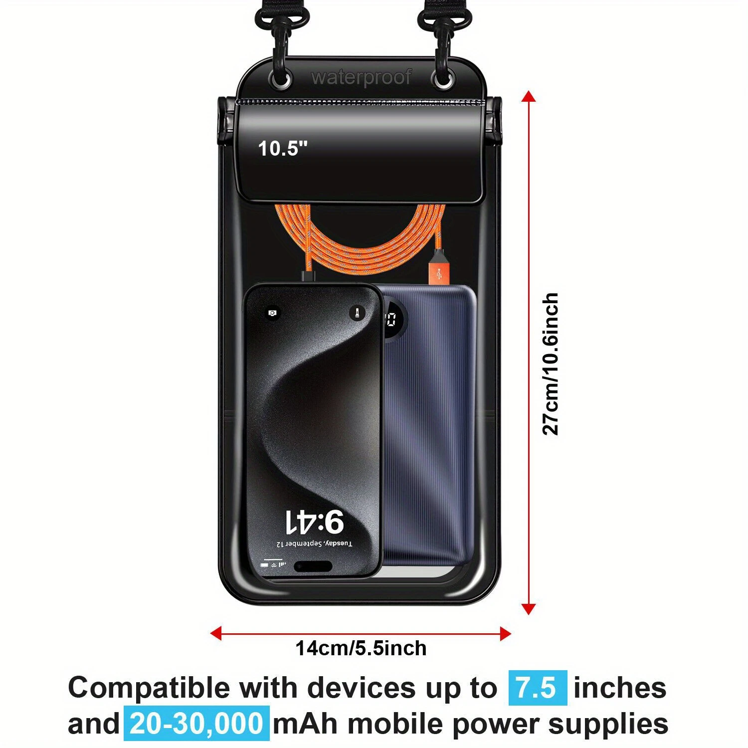 Tas Ponsel Tahan Air Besar untuk Ponsel 7,5 In/7,2 Inci, Tas Kering Ponsel