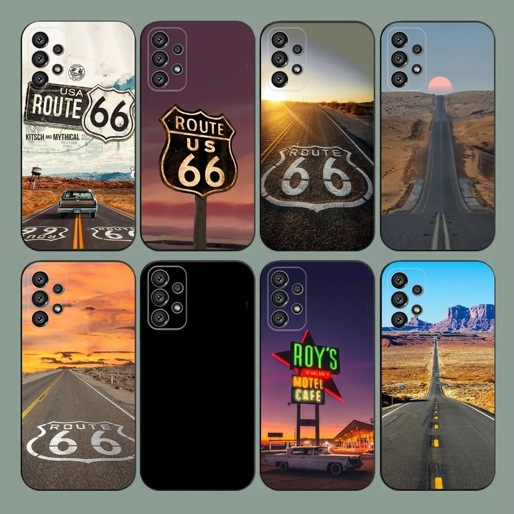 

American Route 66 Phone Case For Samsung Galaxy A20,A21s,A22,A31,A32,A52,A53,A72,73,A80,A91 Soft Black Cover