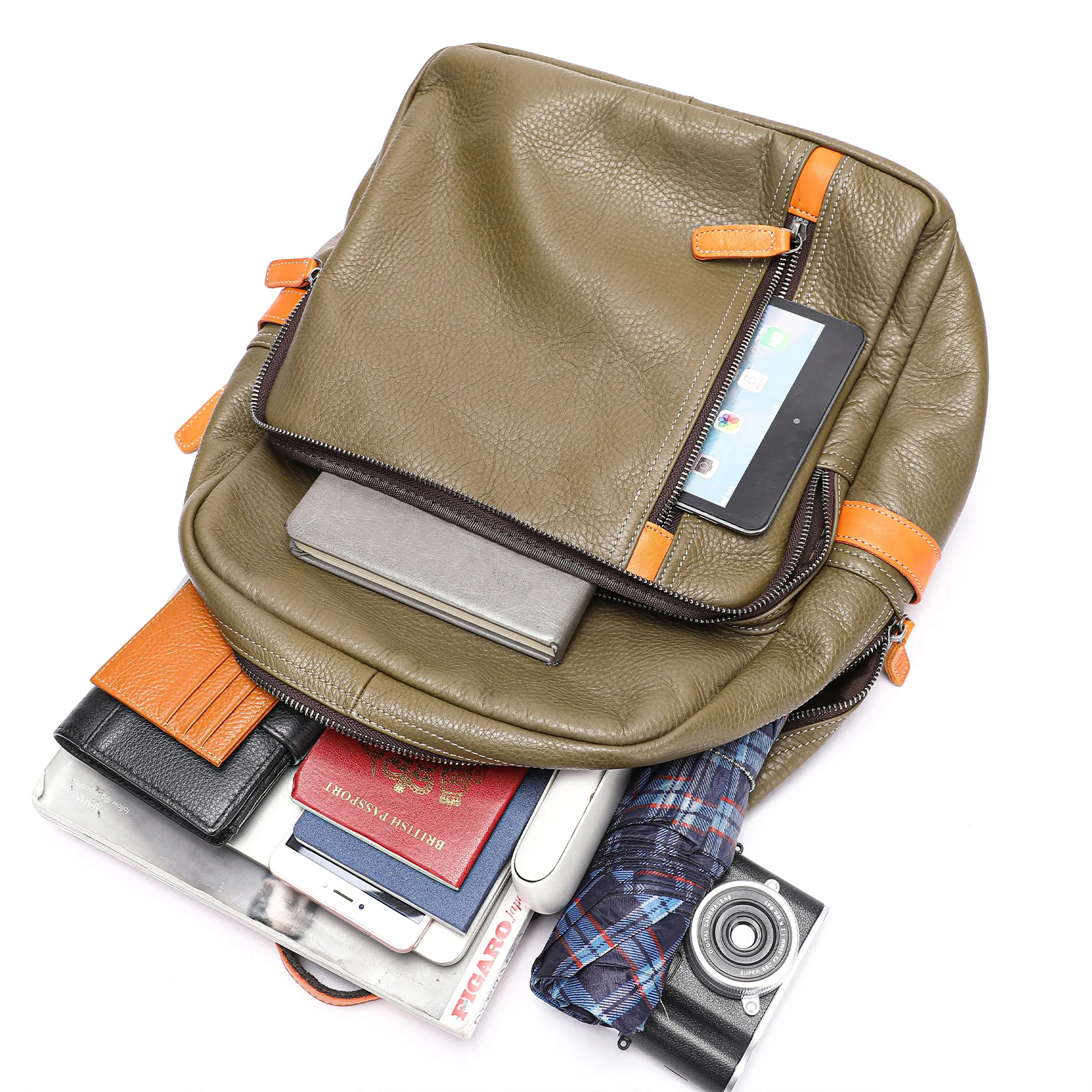 100% بقرة جلد طبيعي الرجال حقائب الظهر موضة الجلد الطبيعي الحقيقي حقيبة ظهر الطالب الصبي العلامة التجارية الفاخرة حقيبة كمبيوتر محمول كبيرة