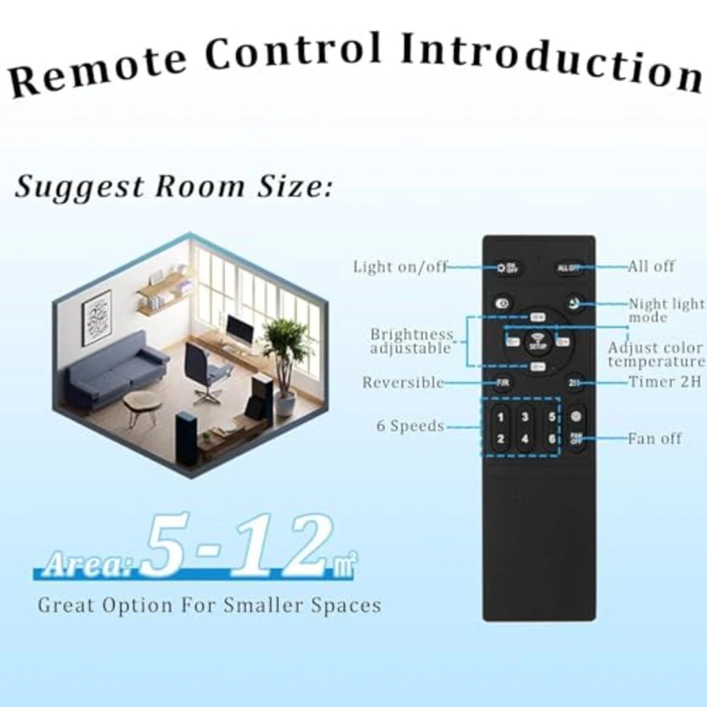 

Невидимый вентилятор, инвертор с дистанционным управлением, контроллер постоянного тока, бесступенчатое затемнение, 6 скоростей настройки для освещения потолочного вентилятора