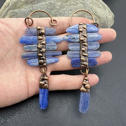 5PCS Large Soldered Bronze Plating Natural Kyanite Quartz Stone Vintage Necklace Pendant,Boho Jewelry Accessories MY210934