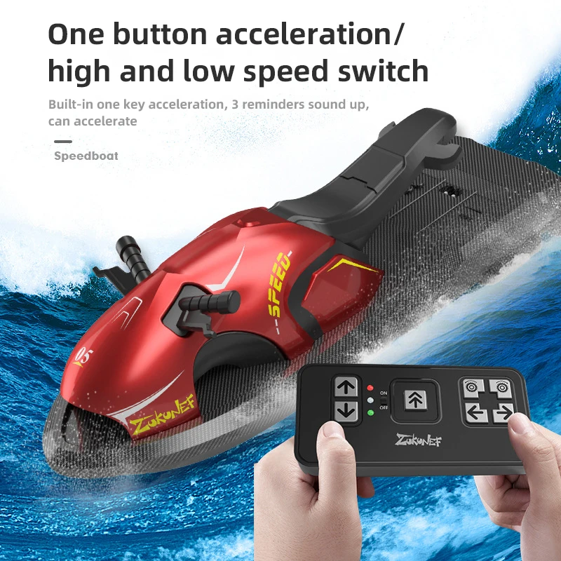 High Speed RC Motorboat Boat Toys 2.4G Radio Controlled Speedboat Sailing Model Motor Boats Toys for Boy Children Water Toy Gift