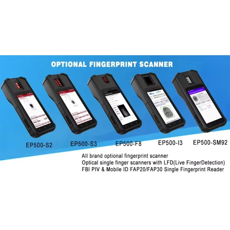 5 นิ้ว Android Digital NFC เครื่องอ่านลายนิ้วมือ Biometric จับอุปกรณ์ Handheld Terminal 4G