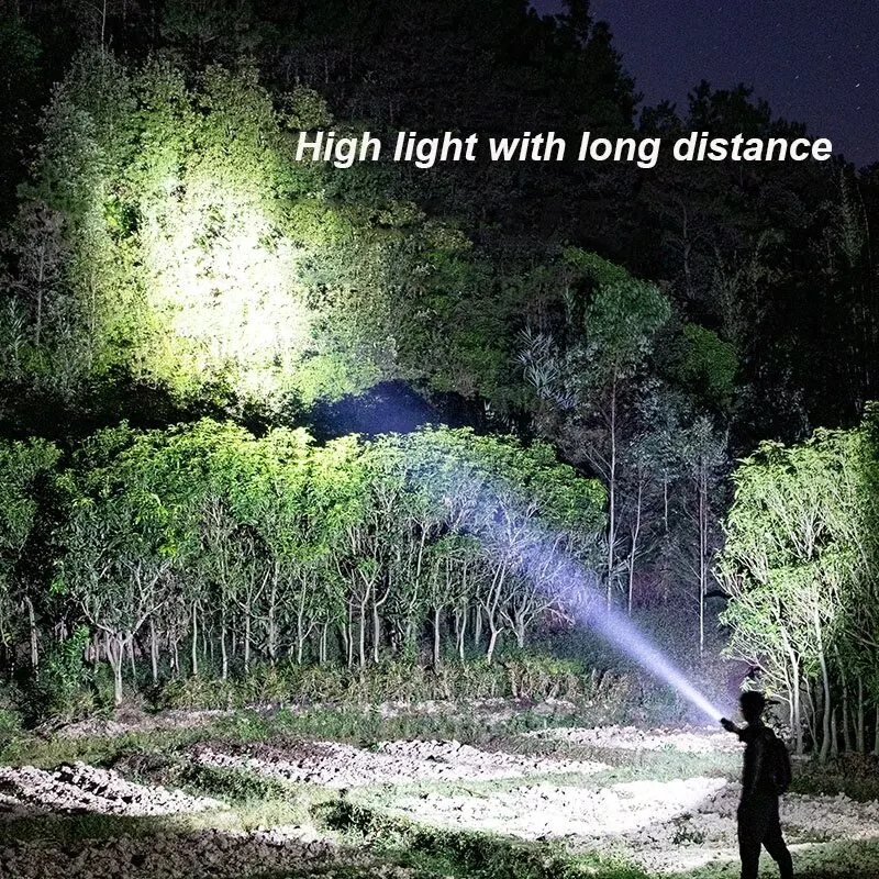 Mini portable super bright LED flashlight USB charging, 18650 battery, night hiking, camping, hunting, outdoor, waterproof