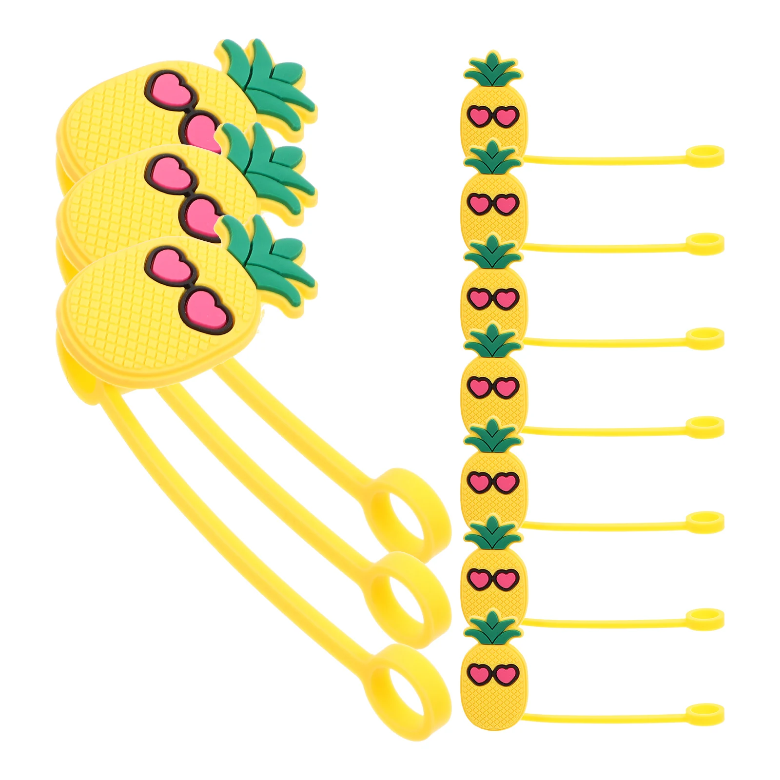 

10pcs Pineapple Covers Cute Dustproof Caps Soft PVC Tip Protectors Reusable Straws Straw Toppers Drinking Accessories Outdoor