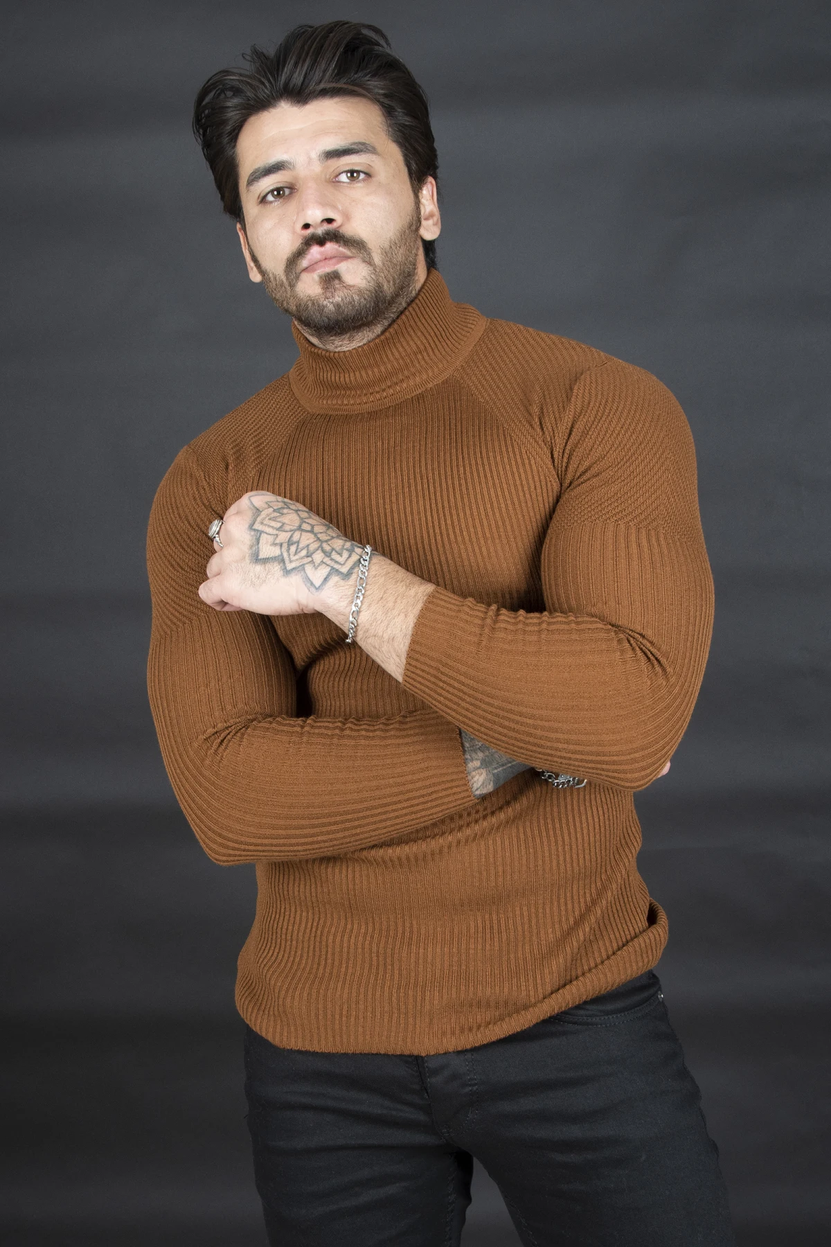 DeepSEA half turtleneck striped knitted sweater 2100015