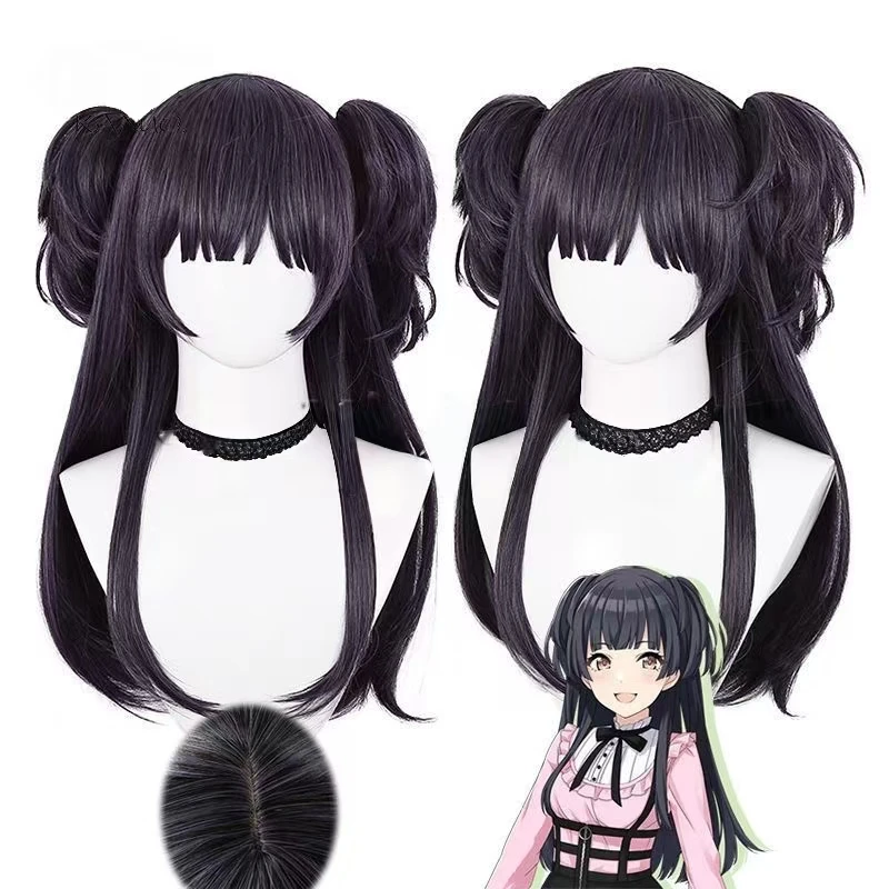 

Парик для косплея Mayuzumi Fuyuko из аниме Idol Master Shining Colors, черный, прямой, с двойными зажимами-тигрятами, из синтетического волокна, с сеткой-розеткой