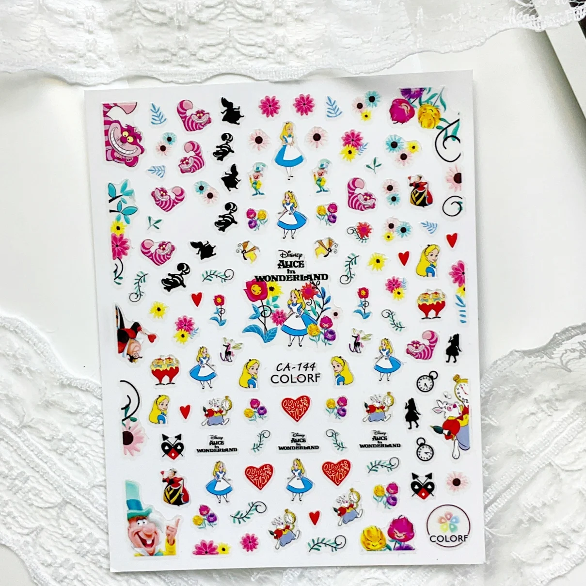 1 sheet Alice themed Adventures in Wonderland Nail Stickers Disney Princess Alice Material Nail Accessories