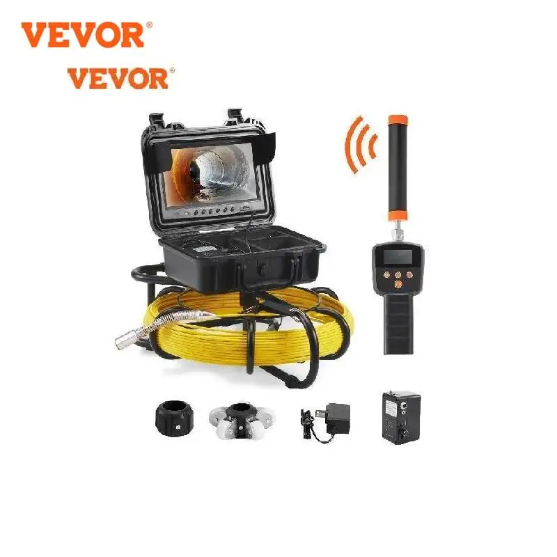 VEVOR DVR Recording Pipe Inspection Camera with 512Hz Locator IP68 9 Drain Sewer Camera w/12 Adjustable LEDs and 16 GB SD Card