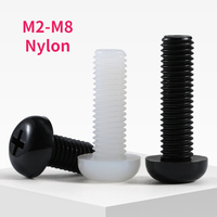 M2 M2.5 M3 M4 M5 M6 M8 Metric Thread Black White Nylon Plastic Phillips Pan Head Cross Round Screw Bolt