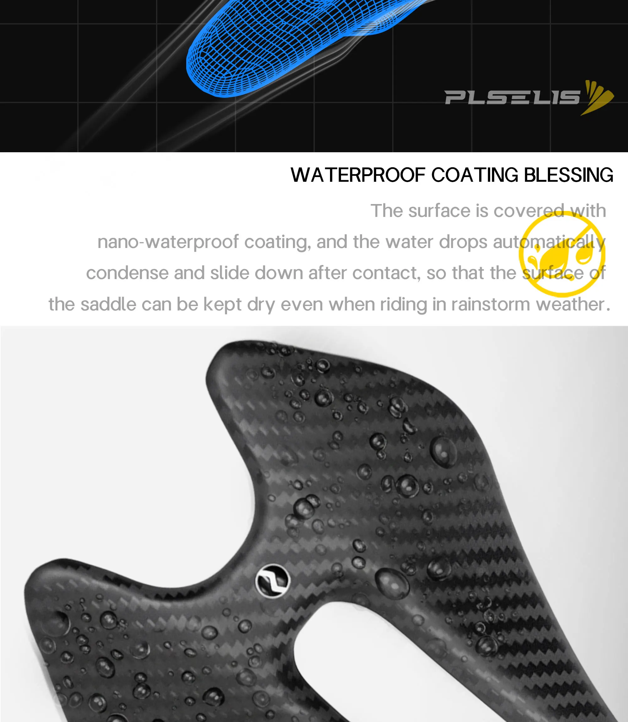 Plselis Ultraleichter Carbonsattel 60g, Integriertes Design, Ergonomisches Design, Atmungsaktiv und Komfortabel.3005 – Detail 8
