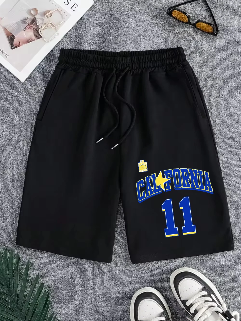 

California All Star 11 Prints Pants Mens Sporty Pocket Knee Length Shorts Basics High Waisted Shorts Summer Oversized Clothes