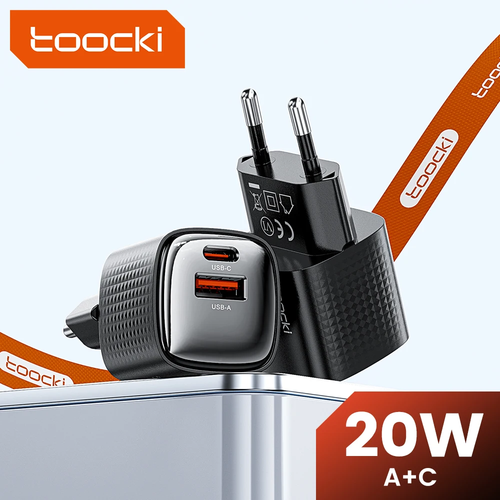 

Зарядное устройство Toocki 20W GaN USB Type-C для телефонов, быстрая зарядка PD QC для iPhone 17 16 15 14 ProMax Mini, iPad, Samsung S25, Huawei, Xiaomi