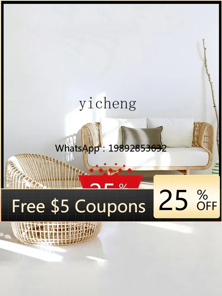

Outdoor Sofa Woven Rattan Chair Coffee Table Set Balcony Furniture Indoor Chair