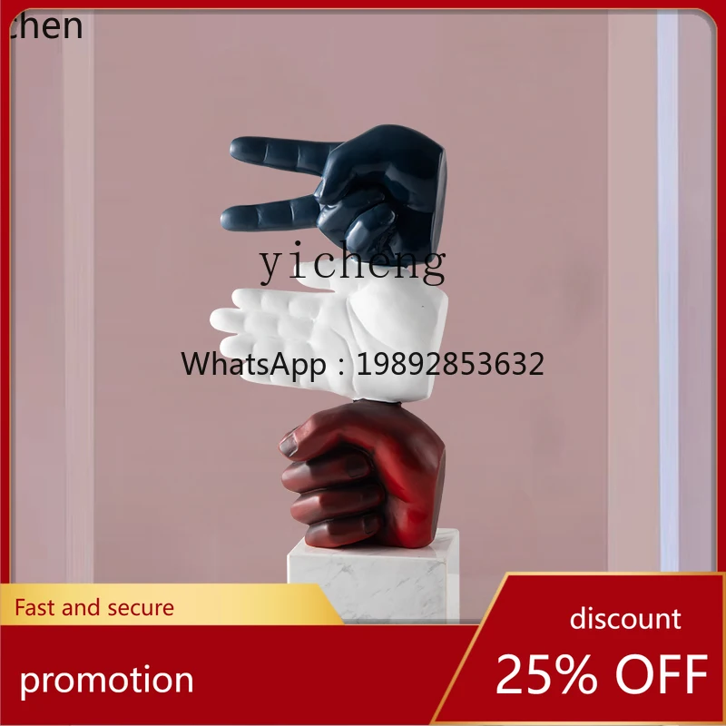 

YFY transparent resin creative geometric scissors hand model room living room TV cabinet artwork ornament