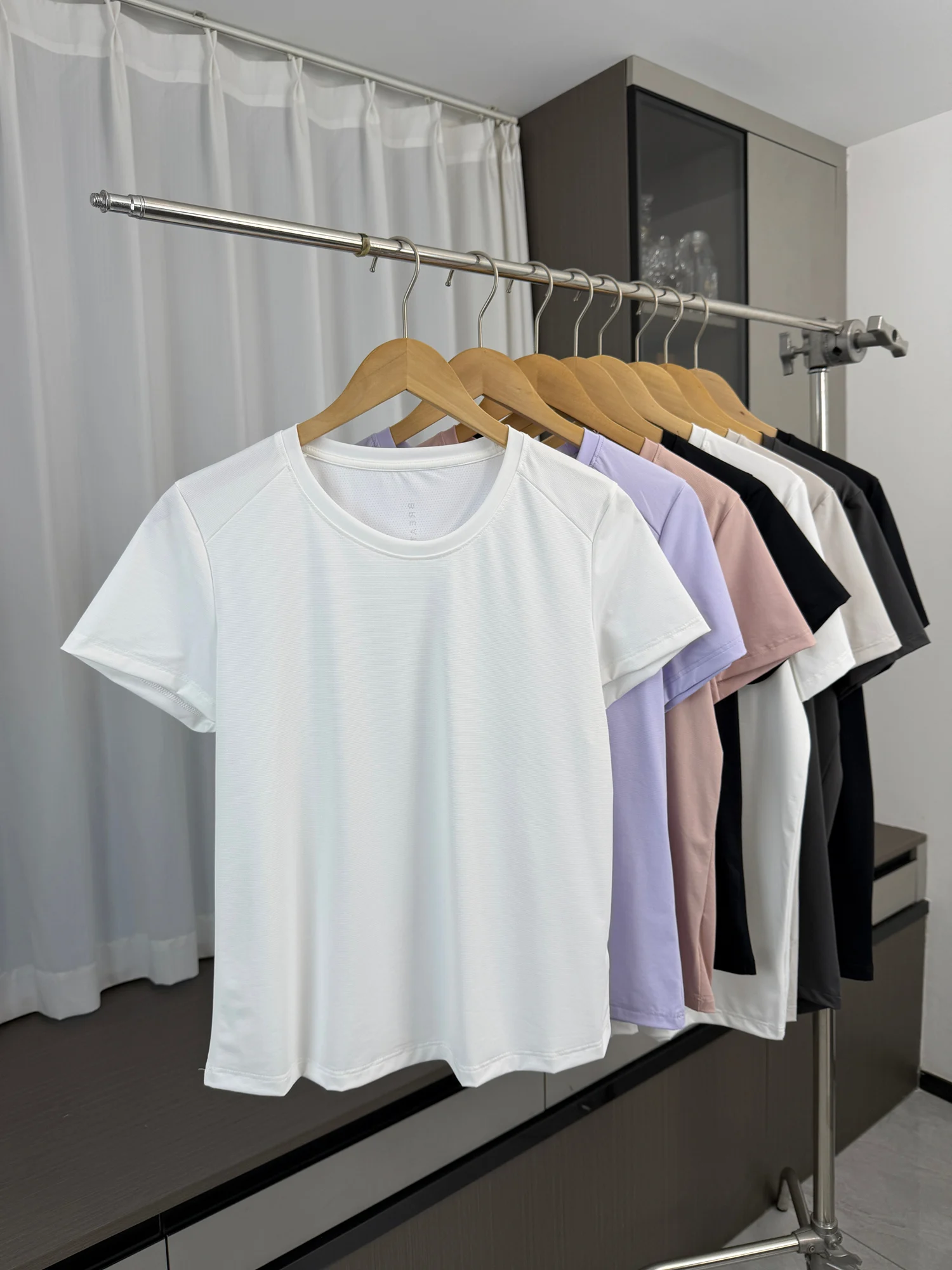 Unisex Elastic Comfortable Quick Dry Breathable round Neck Short Sleeve T-Shirt Urban Fashion Casual Sporty Summer Top