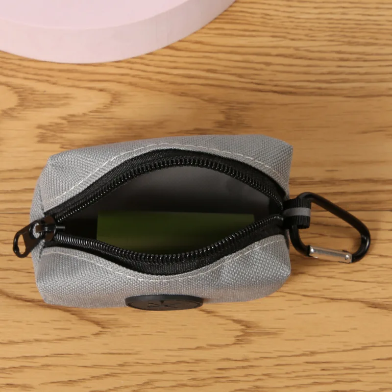 Holder Outdoor Pet Waste Bag Dispenser with Carabiner Clip Animal Waste Collection Pouch Canvas Dog Poop Bag