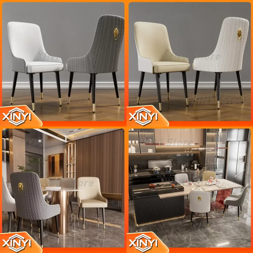 2-Piece Luxury Upholstered Dining Chairs for Modern Kitchen Living Room High Tufted Back Lion Head Pull Ring Microfiber