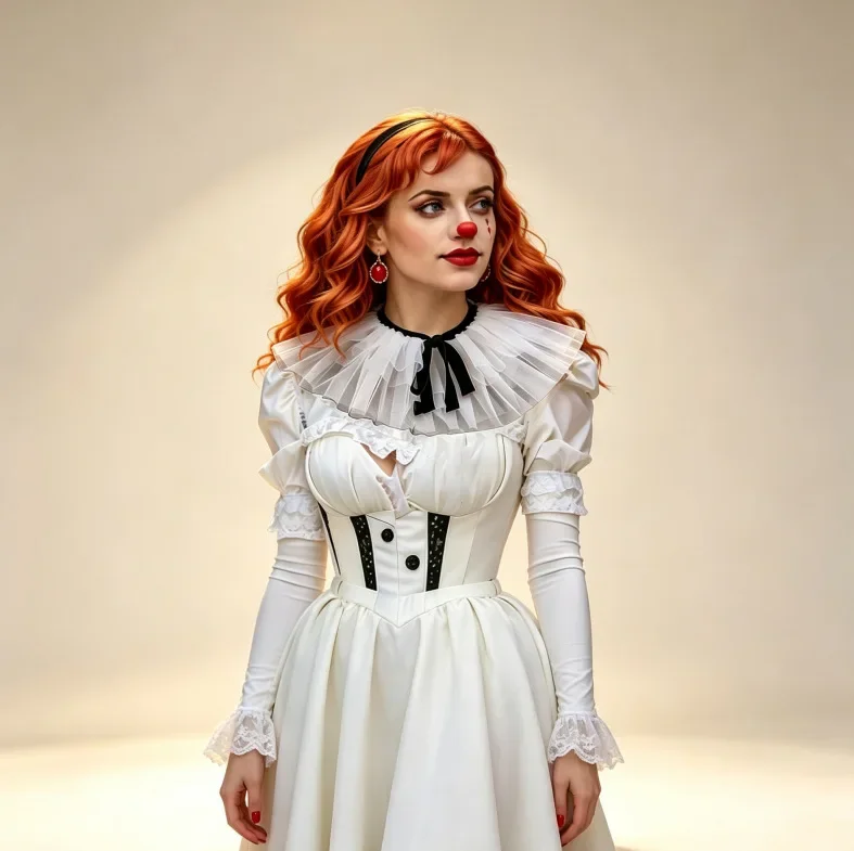 White Mesh Collar with Black Edge Clown Cosplay Neck Accessory for Women Drama Photography Versatile Decorative