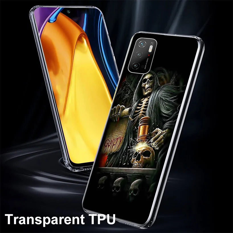 Reaper Skull Skeleton Gun Phone Case For Xiaomi Poco X3 GT X5 X4 Nfc M5S M3 M2 M4 Pro F3 F2 F1 Mi Note 10 Lite A3 A2 Shell Coque