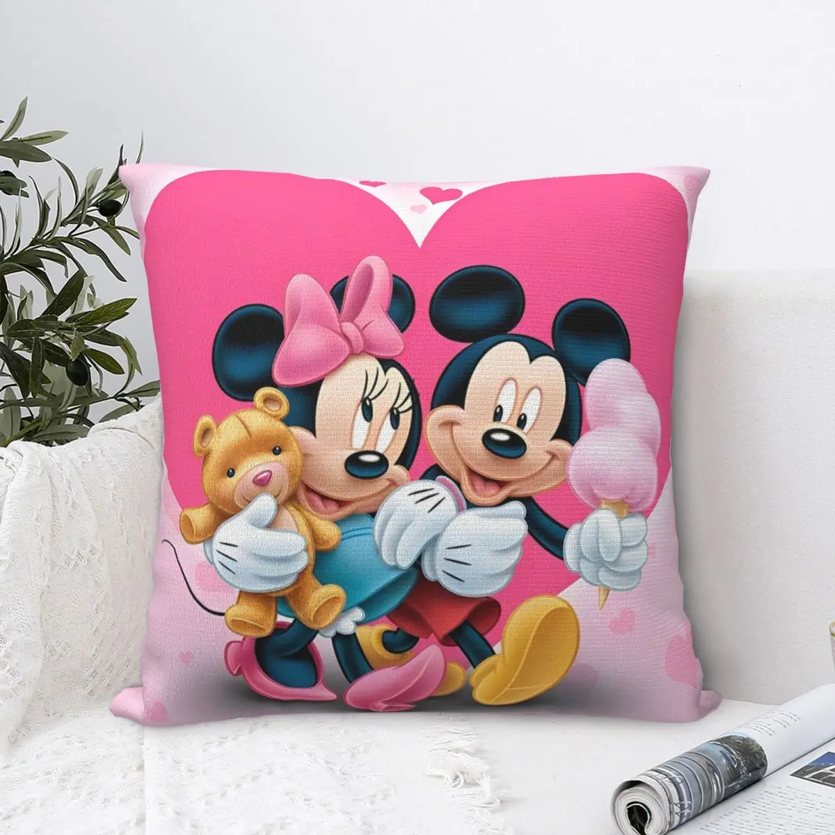 Cute Mickey And Minnie Pillow Case Cartoon Funny Comedy Cushion Covers Vintage Decor Pillowcase for Home 40*40cm