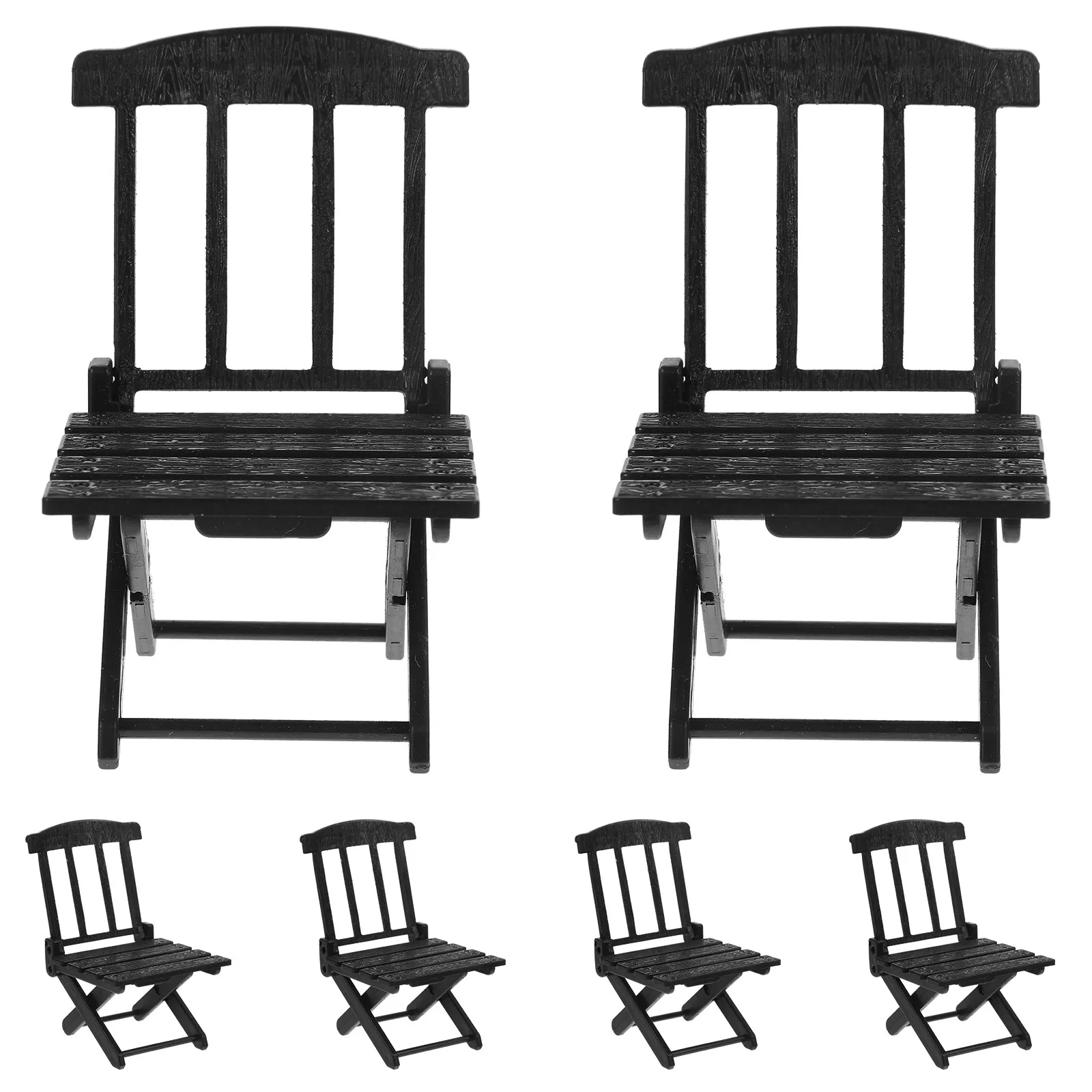 

6Pcs Miniature Beach Chair ABS Mini Folding Chair for Dollhouse Decoration Phone Stand Desktop Ornament Micro Landscape Prop