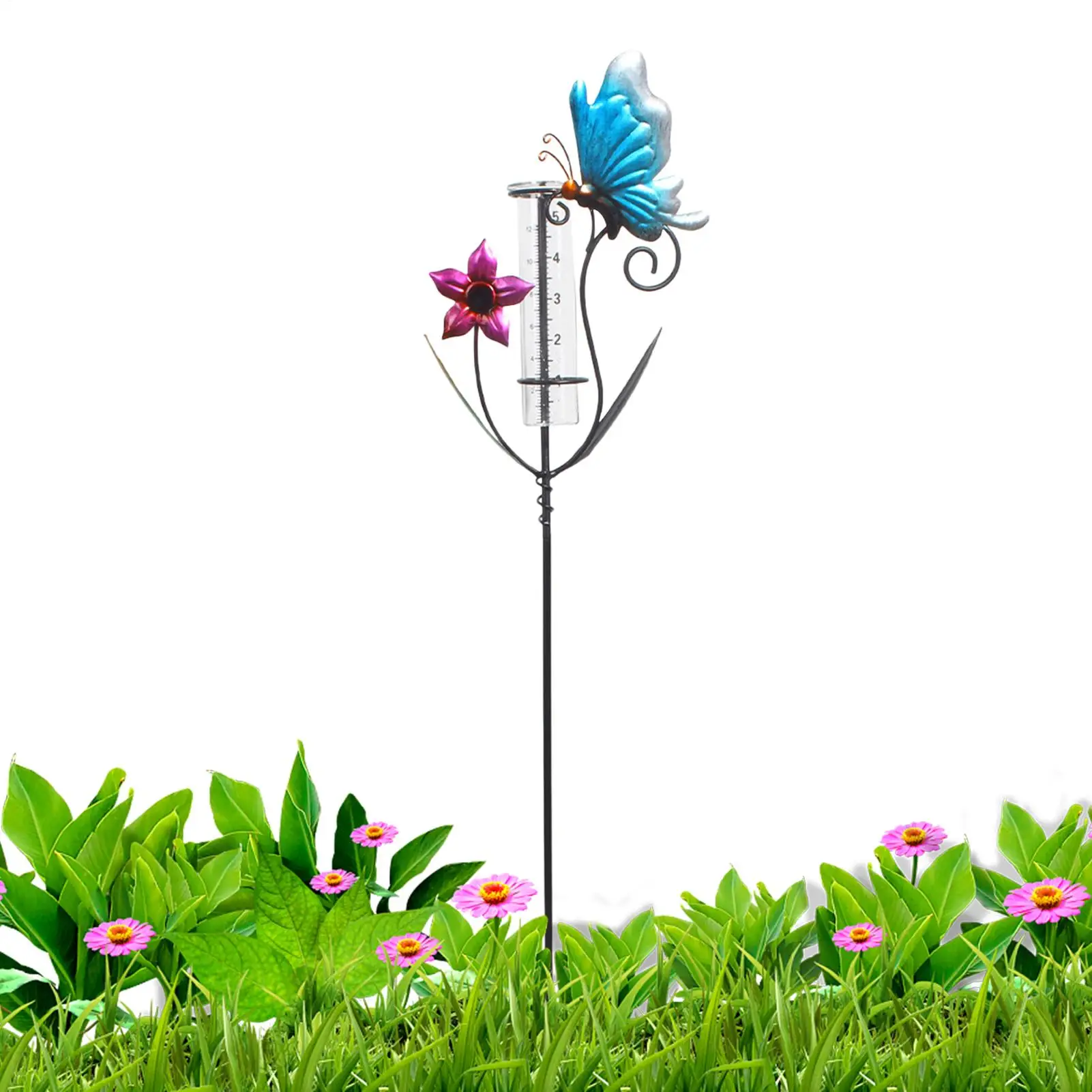 

Decorative Garden Rain Gauge Easy to Read Scale Rain Gauge Glass Tube Stable for for garden lawn landscape decoration