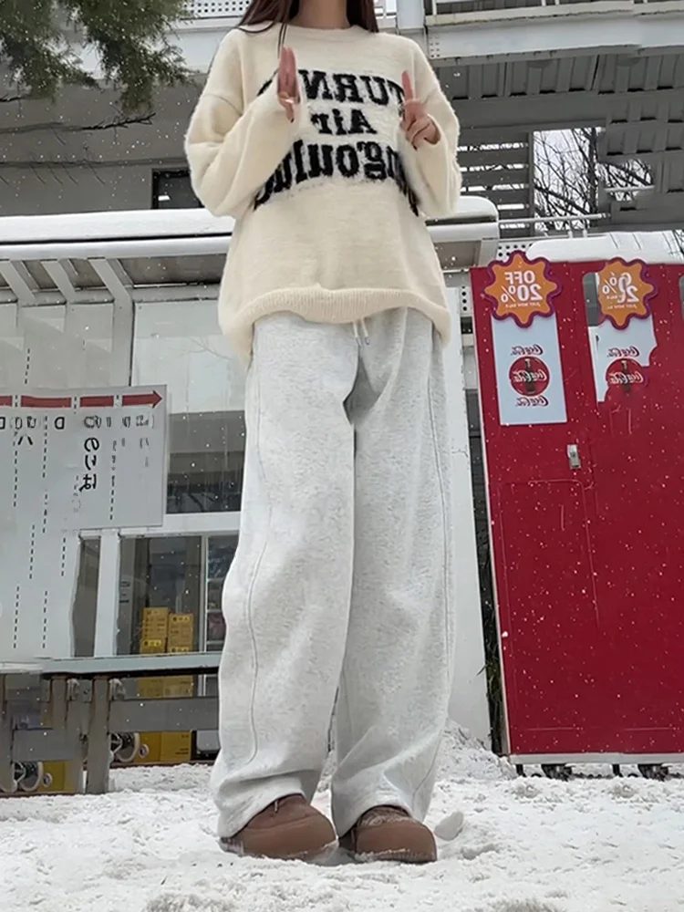 

American Sle Men's Wide Leg Pants ey White Spring Autumn Loose Fit Casual Trousers Lazy Sle Design Sensation OOTD