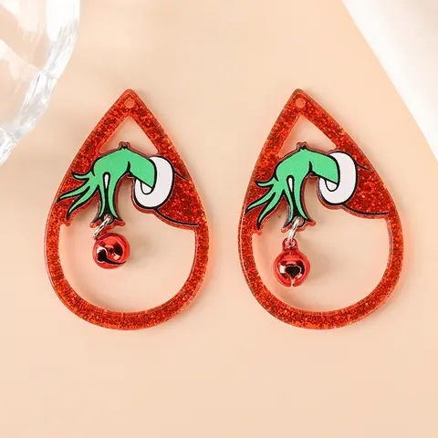 6Pcs Christmas Gingle Bells Charms Creative Acrylic Pendant For Keychain Necklace Jewelry Diy Making