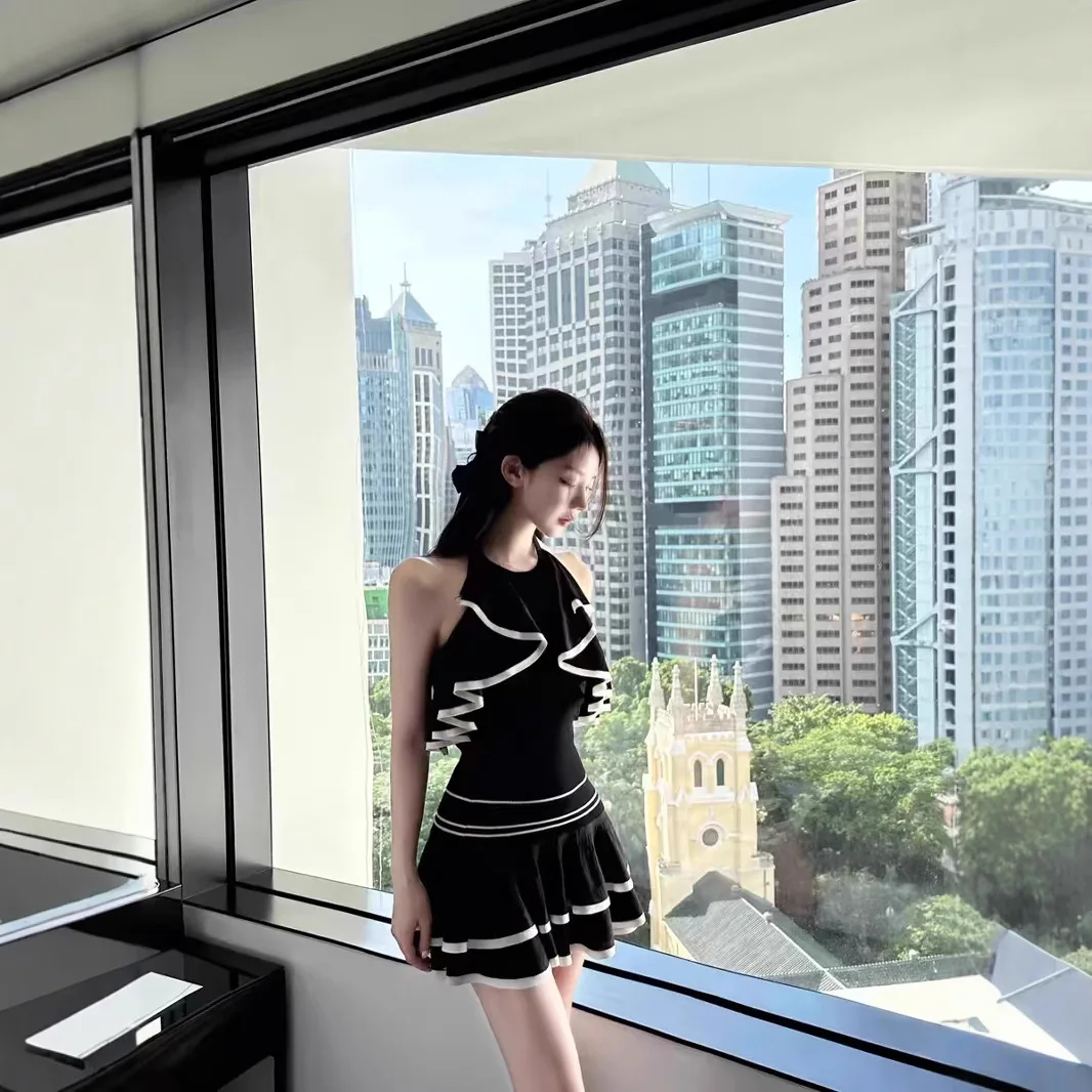 

Женская модная одежда для взрослых по индивидуальному заказу с кружевным дизайном в виде листьев лотоса, висящим воротником и открытой спиной, комплект многослойной юбки-торта