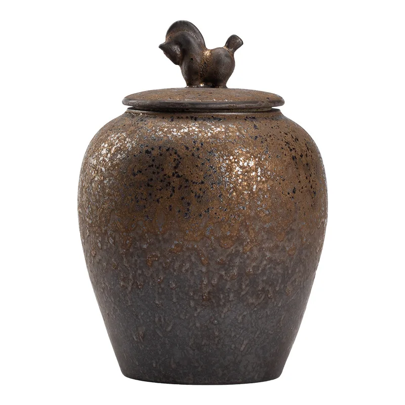 جرة تخزين السيراميك المينا ختم الشاي الفنون الحرف الجدول الحلي حاوية الديكور