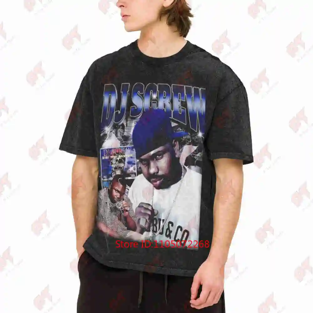 DJ Screw 90S Hip Hop Aesthetic Vintage Washed Tee Pure Cotton T-Shirt