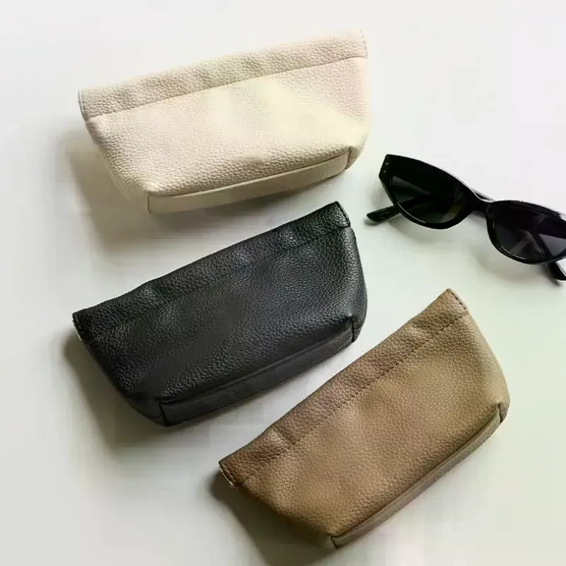 Soft PU Leather Sunglasses Portable Magnetic Attraction -Resistant Eyeglass Case Multi Functional Daily Storage Bag