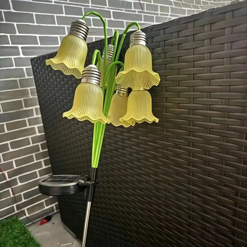 Bellflower Flower Flowers Solar Garden Light Realistic Flexible Stems 6 Heads LED Simulated Light Solar Powered Removable