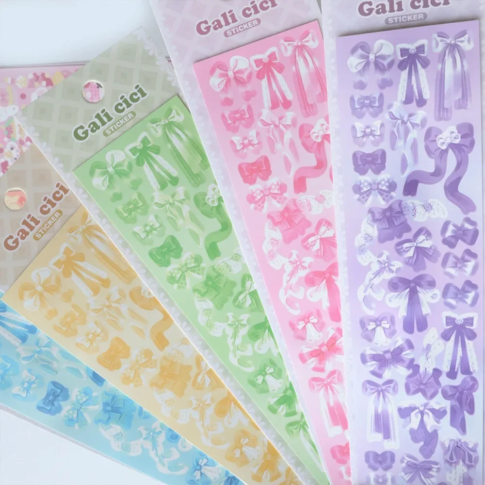 Cute Cartoon Colorful Bow Sticker Basic DIY Kpop Idol Photo Card Scrapbooking Journaling Deco Material Sticker