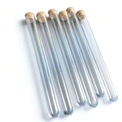 Tubes à essai en plastique transparent avec bouchons, bouchons de liège, cadeau de faveur de mariage, expérience scolaire, laboratoire, 15x150mm, 50 pièces