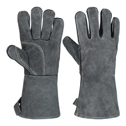 Gants de four à 500 degrés de chaleur ℃, mitaines de cuisson, gants de barbecue pour gril, gants d'isolation thermique, gants de soudage en cuir forgé