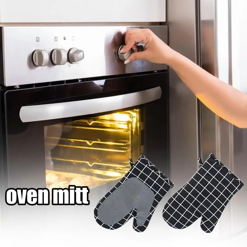 Oven Mitts Heat Resistant Kitchen Baking Gloves Set Heat And Slip Resistant Silicone Oven Mitts Waterproof Micro-wave Oven