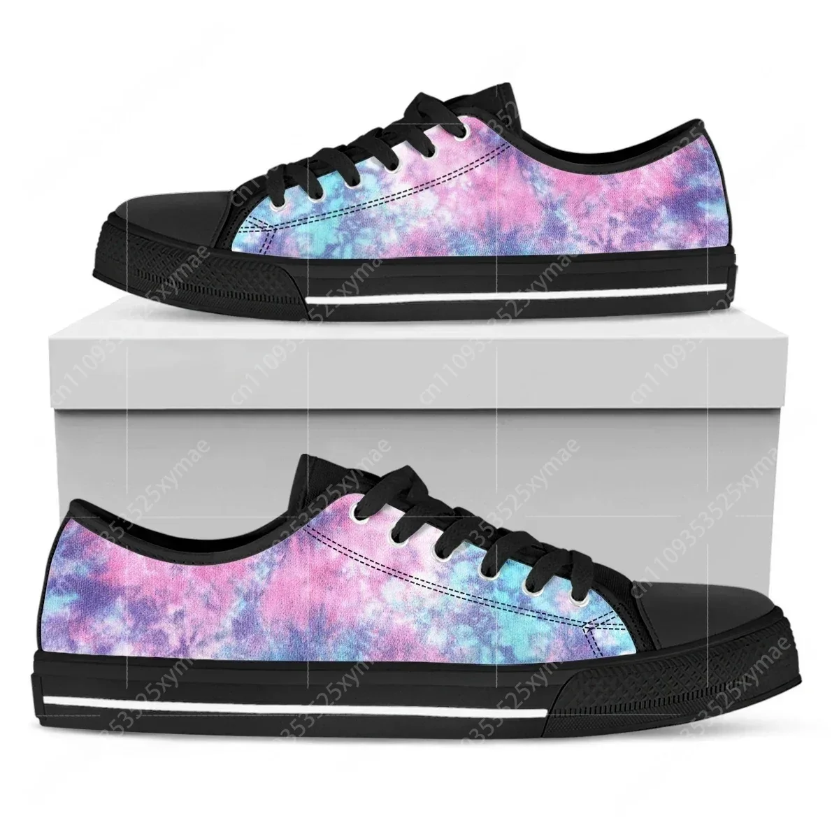 Zapatillas bajas con estampado Tie-dye rosa, zapatillas de lona ligeras de alta calidad para hombre, mujer y adolescente, zapatos para parejas, zapatos hechos a medida