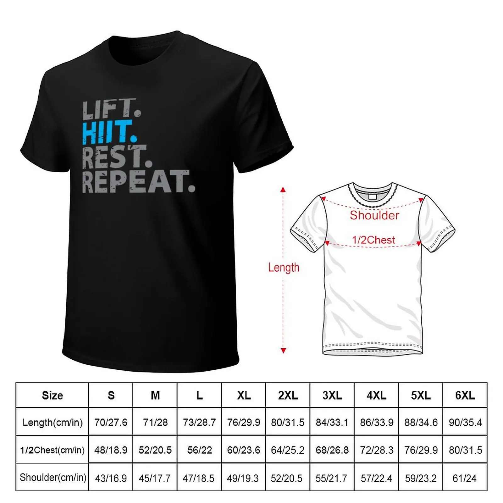 Lift HIIT Rest Repeat T-Shirt Trendy Pattern T-Shirt for Men